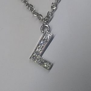 Ladies' NWOT "L" Necklace w/Diamond-look Accents